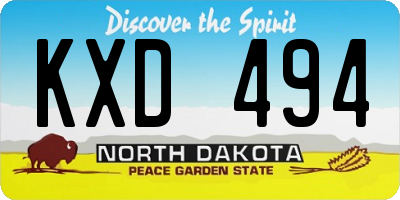 ND license plate KXD494