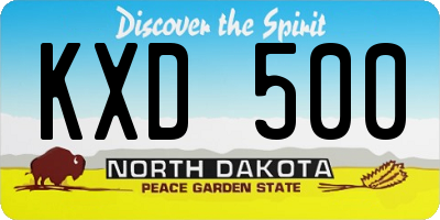 ND license plate KXD500