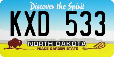 ND license plate KXD533