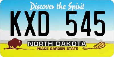 ND license plate KXD545