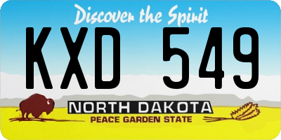 ND license plate KXD549