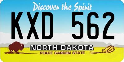 ND license plate KXD562