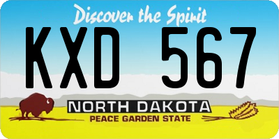 ND license plate KXD567