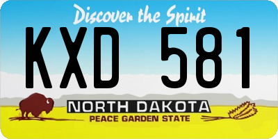 ND license plate KXD581