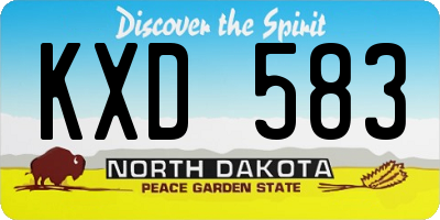 ND license plate KXD583