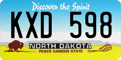 ND license plate KXD598