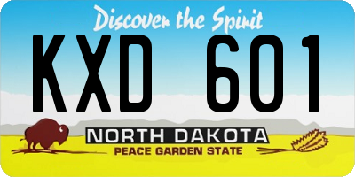 ND license plate KXD601