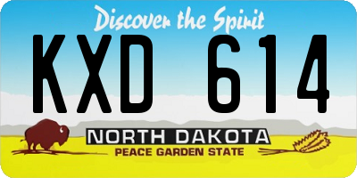ND license plate KXD614