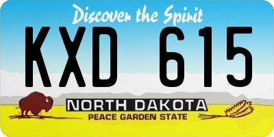 ND license plate KXD615