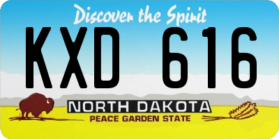 ND license plate KXD616