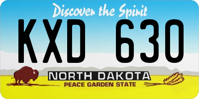 ND license plate KXD630