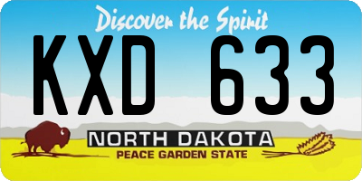 ND license plate KXD633