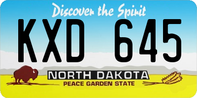 ND license plate KXD645