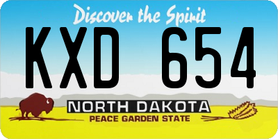 ND license plate KXD654