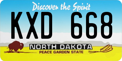 ND license plate KXD668