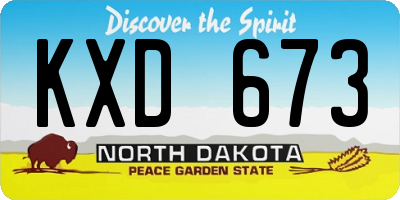 ND license plate KXD673