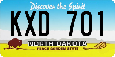 ND license plate KXD701
