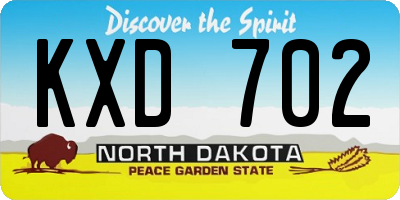 ND license plate KXD702