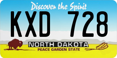 ND license plate KXD728
