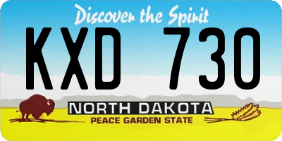 ND license plate KXD730