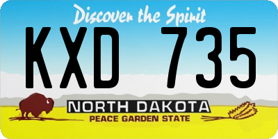 ND license plate KXD735