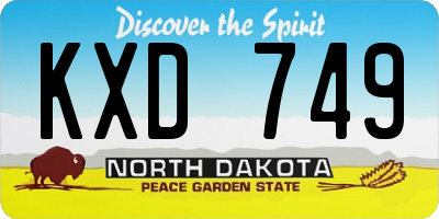 ND license plate KXD749