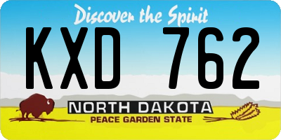 ND license plate KXD762