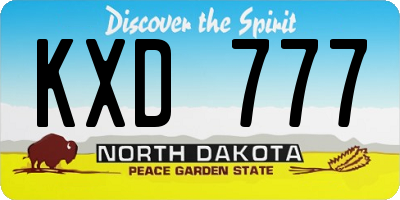 ND license plate KXD777