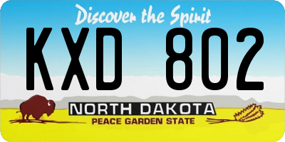 ND license plate KXD802