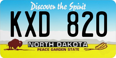 ND license plate KXD820