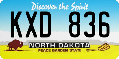ND license plate KXD836