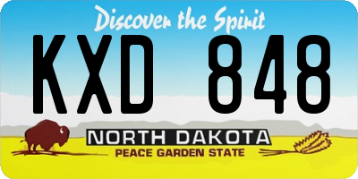 ND license plate KXD848