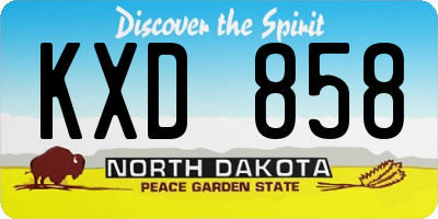 ND license plate KXD858