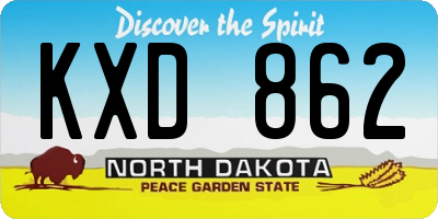 ND license plate KXD862