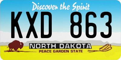 ND license plate KXD863