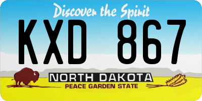 ND license plate KXD867
