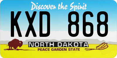 ND license plate KXD868