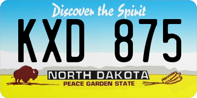 ND license plate KXD875