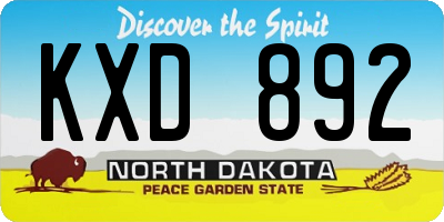 ND license plate KXD892