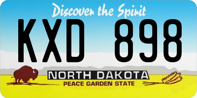 ND license plate KXD898