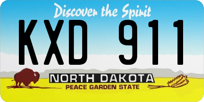 ND license plate KXD911