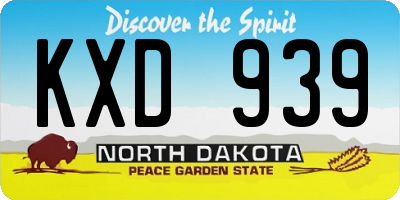 ND license plate KXD939