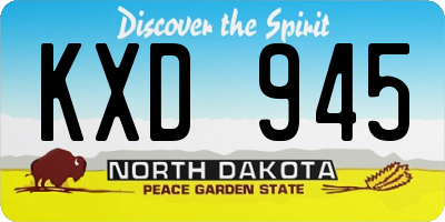 ND license plate KXD945