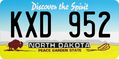 ND license plate KXD952