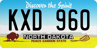 ND license plate KXD960