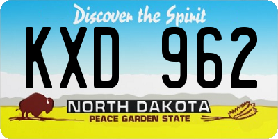 ND license plate KXD962