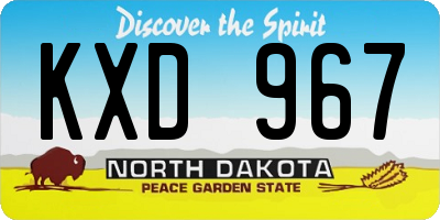 ND license plate KXD967