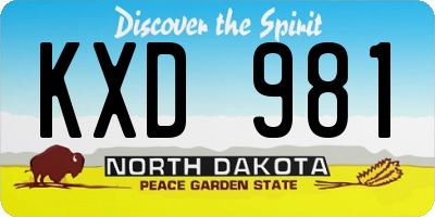 ND license plate KXD981