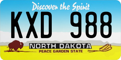 ND license plate KXD988