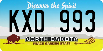ND license plate KXD993